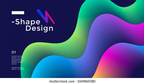 Flüssig breites Plakatdesign mit lebhaften bunten Wellenformen. Vektorgrafik
