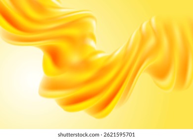 Fluid yellow gold neon glowing futuristic flowing wave form, holographic liquid water or lava splash design element, technology background. Dream glow abstract geometric shape.