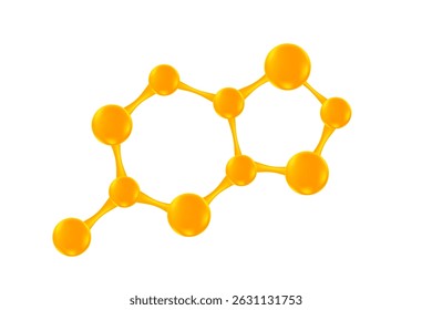 Fluid yellow, orange abstract molecule icon isolated, transparent PNG, illustrative style, perfect for beauty, skincare industry, active ingredients, anti-aging products, serums, health supplements.