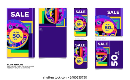 Fluid,Curvy, and Liquid Colorful Flat Summer Sale 50% discount Background. The Template can use for, landing page, template, ui, web, homepage, poster, banner, flyer. 