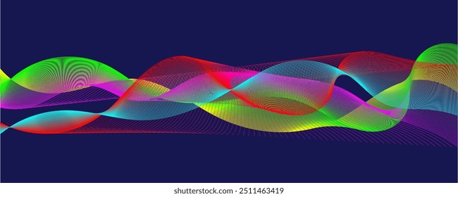 Fluidez e cores de néon em forma de onda abstrata