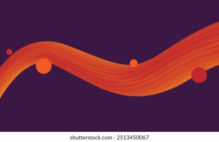 "fluidity". Vector Illustration Abstract Digital Art Yellow, Red colorscolors on a dark gradient background. The composition includes floating spheres creating a sense of depth and fluidity.