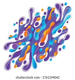 Fluids colorful liquid shapes in motion vector abstract graphic design element, dynamic modern art flowing and changing forms, gradients lava bubbles.