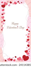 Fluid-shaped Valentine banner frame with cute red and pink hearts and line circles