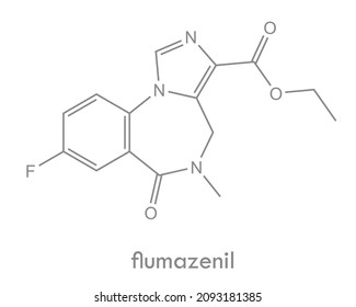 Flumazenil structure. Benzodiazepine antidote molecule. Used in benzodiazepine overdose. Skeletal formula.