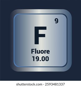 Fluore F icon. Number Nine. Mass 19.00 detail. Vector Background.