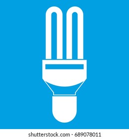 Fluorescence lamp icon white isolated on blue background vector illustration