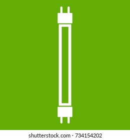 Fluorescence lamp icon white isolated on green background. Vector illustration