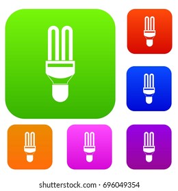 Fluorescence lamp set icon in different colors isolated vector illustration. Premium collection