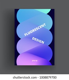 Fluorescent A4 template of zigzag shape in light and deep blue, pink, violet and green colors made in vector