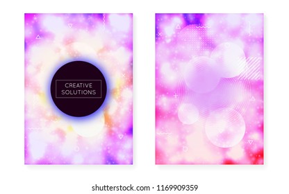 Fluorescent background with liquid neon shapes. Purple fluid. Luminous cover with bauhaus gradient. Graphic template for flyer, ui, magazine, poster, banner and app. Futuristic fluorescent background.