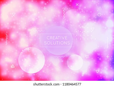 Fluorescent background with liquid neon shapes. Purple fluid. Luminous cover with bauhaus gradient. Graphic template for placard, presentation, banner, brochure. Lucent fluorescent background.