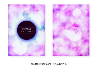 Fluorescent background with liquid neon shapes. Purple fluid. Luminous cover with bauhaus gradient. Graphic template for flyer, ui, magazine, poster, banner and app. Dazzling fluorescent background.