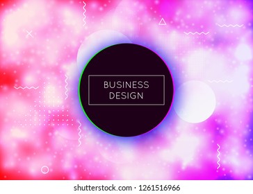 Fluorescent background with liquid neon shapes. Purple fluid. Luminous cover with bauhaus gradient. Graphic template for brochure, banner, wallpaper, mobile screen. Sunburst fluorescent background.