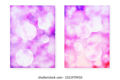 Fluorescent background with liquid neon shapes. Purple fluid. Luminous cover with bauhaus gradient. Graphic template for flyer, ui, magazine, poster, banner and app. Stylish fluorescent background.
