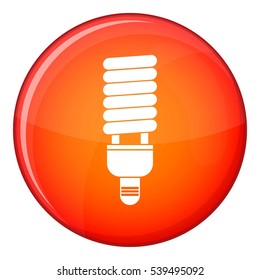 Fluorescent bulb icon in red circle isolated on white background vector illustration