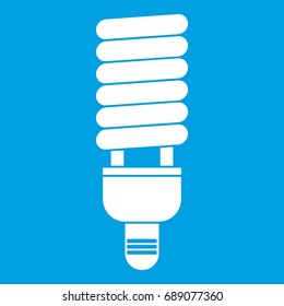 Fluorescent bulb icon white isolated on blue background vector illustration