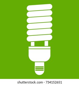 Fluorescent bulb icon white isolated on green background. Vector illustration