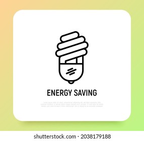 Fluorescent bulb thin line icon, energy saving. Modern vector illustration.