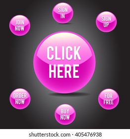 Fluorescent button isolated on white background. Vector art.