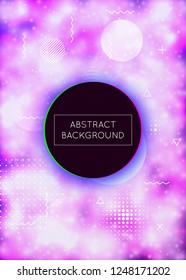 Fluorescent cover with liquid neon shapes. Purple fluid. Luminous background with bauhaus gradient. Graphic template for flyer, ui, magazine, poster, banner and app. Sunburst fluorescent cover.