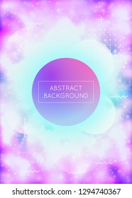 Fluorescent cover with liquid neon shapes. Purple fluid. Luminous background with bauhaus gradient. Graphic template for placard, presentation, banner, brochure. Magic fluorescent cover.