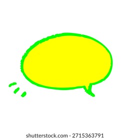 Estilo de crayón fluorescente dibujado a mano ilustración de la burbuja del discurso lindo marco áspero
