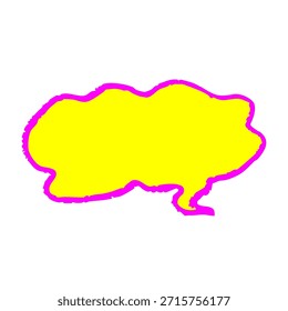 Ilustración fluorescente de la burbuja del discurso dibujada a mano del estilo del crayón