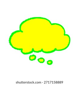 Fluorescent crayon style hand drawn thought bubble illustration cute rough frame