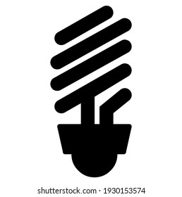 Fluorescent electric light bulb, save, saving energy, energy saver, green energy, symbol, vector, illustration in black color, isolated on white background