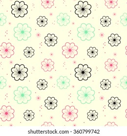 fluorescent flowers cute seamless vector pattern background illustration
