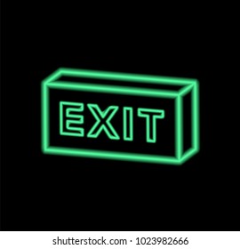 Fluorescent Green 3D Light Box Sign with text "Exit"
