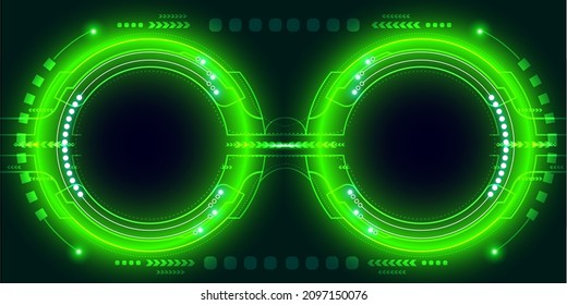 Fluorescent green abstract background resembling futuristic glasses.