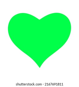 fluorescent green color heart icon on white background.