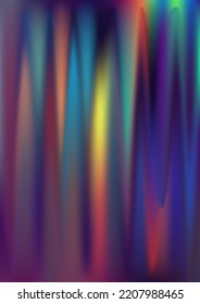 Fluorescent hologram gradient backdrop. Iridescent holo texture. Holographic rainbow neon pattern. Pearlescent vector glam wallpaper. Spectrum blur aura gradient fluid design.