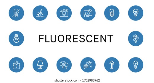 fluorescent icon set. Collection of Incandescent light, Wind energy, Lightbulb, Light bulb, Lamp icons