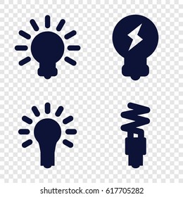 Fluorescent icons set. set of 4 fluorescent filled icons such as light bulb, fluorescent lamp
