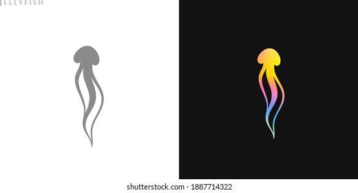 Fluorescent Jellyfish. Vector illustration. Vibrant color