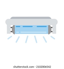 Fluorescent lamp. Blue light bulb. Flat design. Lighting device