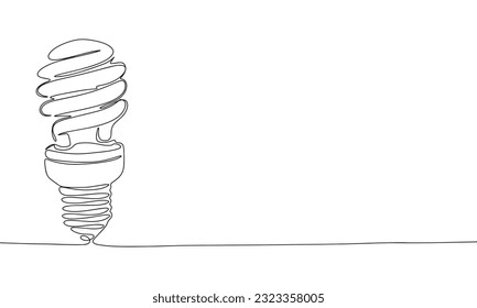 Fluorescent lamp in continuous line art drawing style. Silhouette of Fluorescent lamp. Black linear sketch isolated on white background. Vector illustration