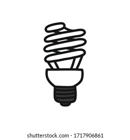 fluorescent lamp doodle icon, vector illustration