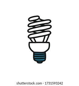 fluorescent lamp doodle icon, vector illustration