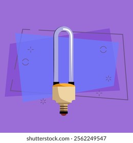 Fluorescent lamp flat illustration. Alternative energy source, energy saving, lightbulb. Light bulbs concept. Vector illustration can be used for topics like innovation, electricity, energy