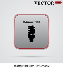 fluorescent lamp, gray button with a red stroke,  vector, EPS 10