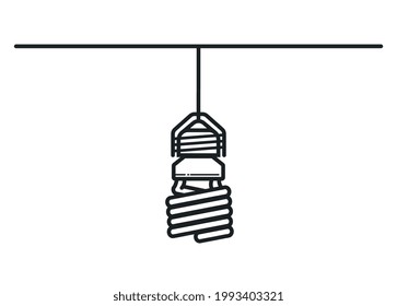 Fluorescent lamp icon hanging from the ceiling