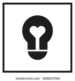 Fluorescent lamp icon, inside the heart