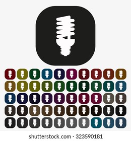 fluorescent lamp. icon. vector design, set of colored buttons