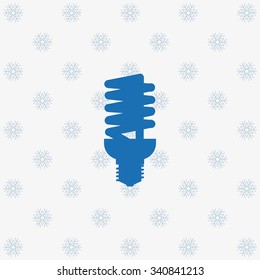 fluorescent lamp. icon. vector design background with snowflakes