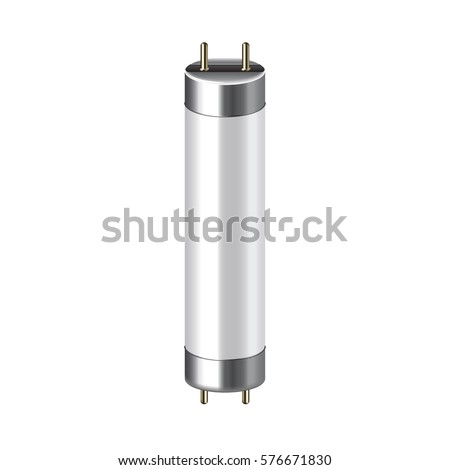 Fluorescent lamp isolated on white photo-realistic vector illustration