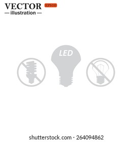 fluorescent lamp, LED lamp, incandescent bulb. new icon. vector design